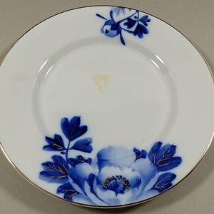 VTG Cobalt Blue Gold Accent on White porcelain plate marked NKT made in Japan